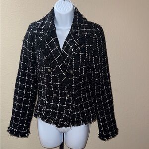 Forever 21 Black and White Plaid Double Breasted Blazer Y2K Women’s Size S